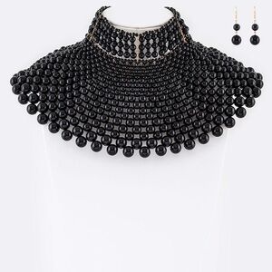 Luxe Dramatic Pearl Collar Statement Necklace
